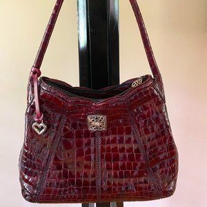 Brighton Annalynn Shoulder Bag, Croc Patent, Wine Color, 13.5”x10”, 10”